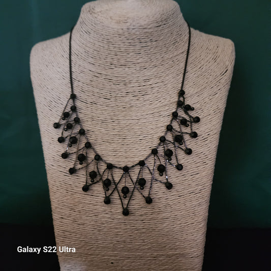 Black Bead Statement Necklace
