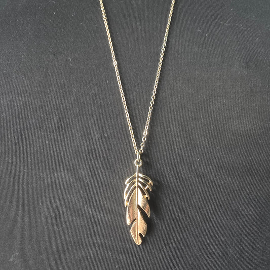 Long Feather Pendant Necklace